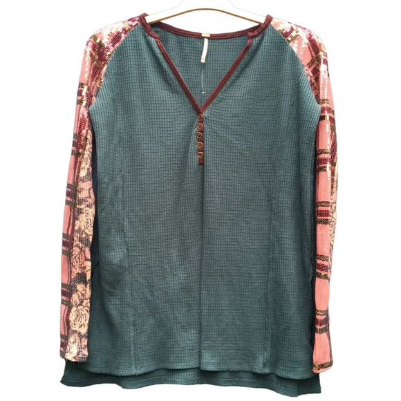 Free People Women's Size XS Forest Green Still Shining Thermal Tunic Top - Picture 1 of 5